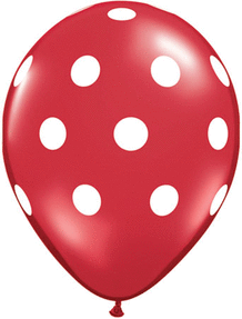 11" Latex Balloon Red Polka Dot (5 pack)