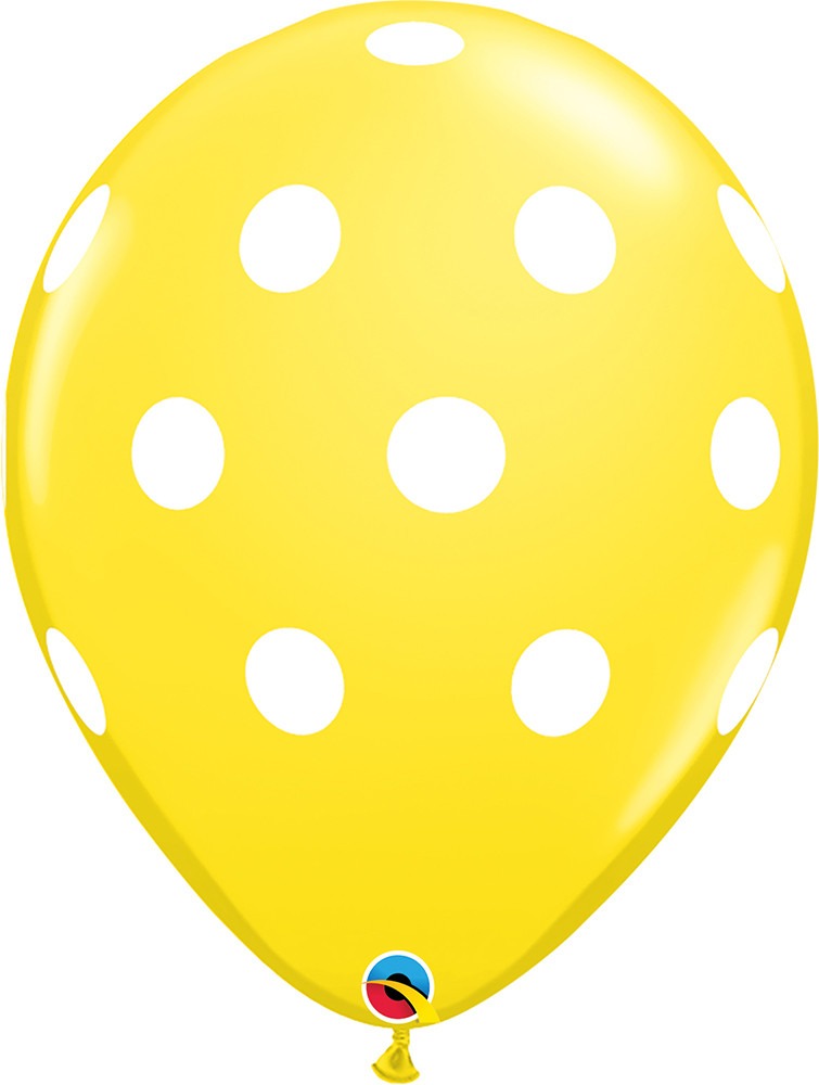 11" Latex Balloon Yellow Polka Dot (5 pack)