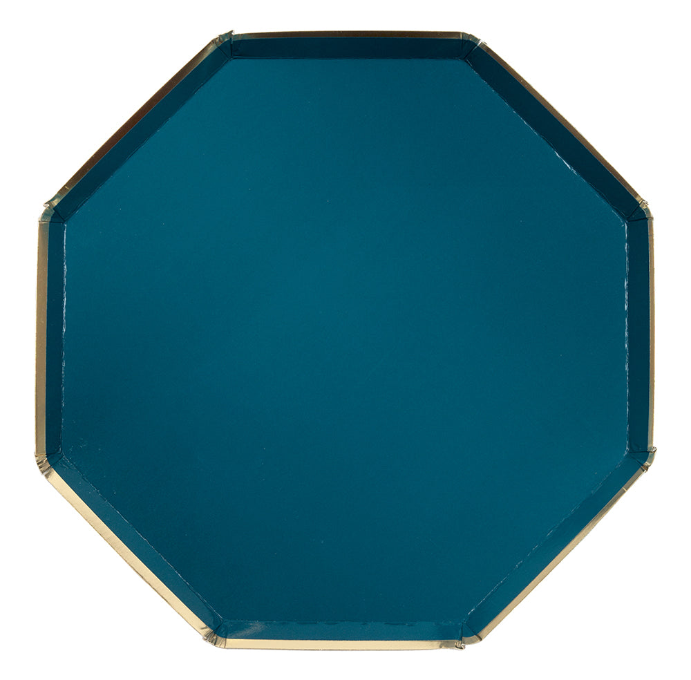 dark teal and gold dinner plate 