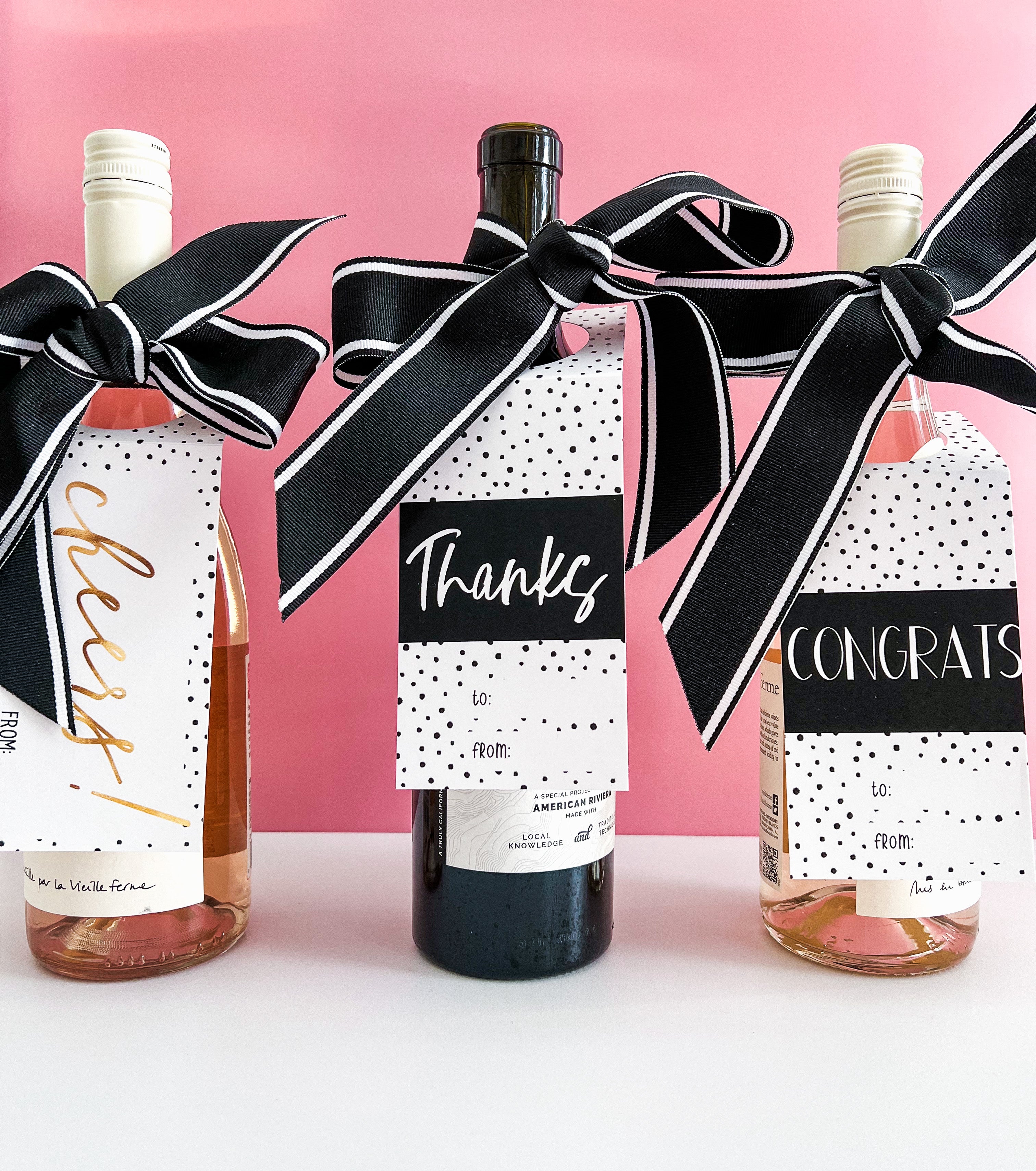 Black & White Gift Wine Tags