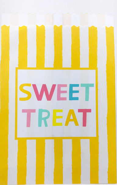 yellow and white stripe sweet treats paper party favor bags 