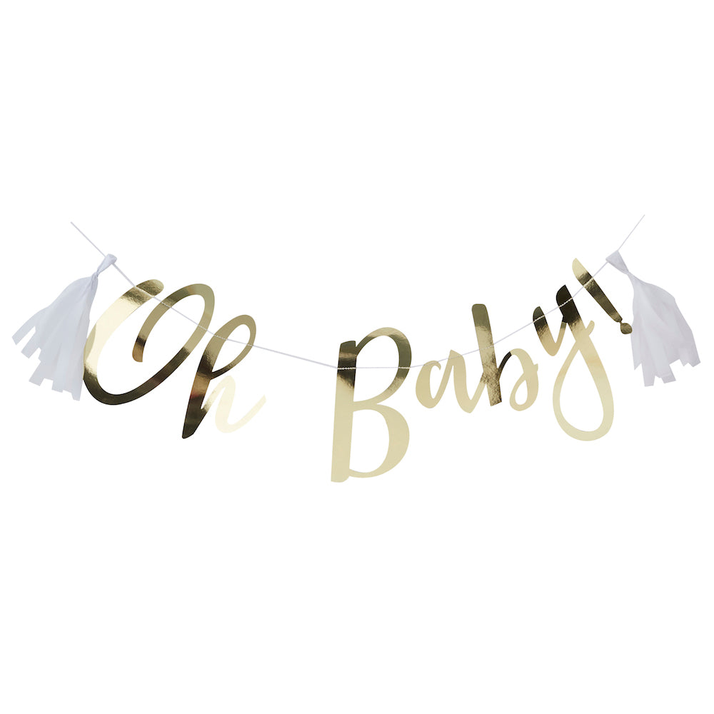 GOLD OH BABY! BABY SHOWER BANNER