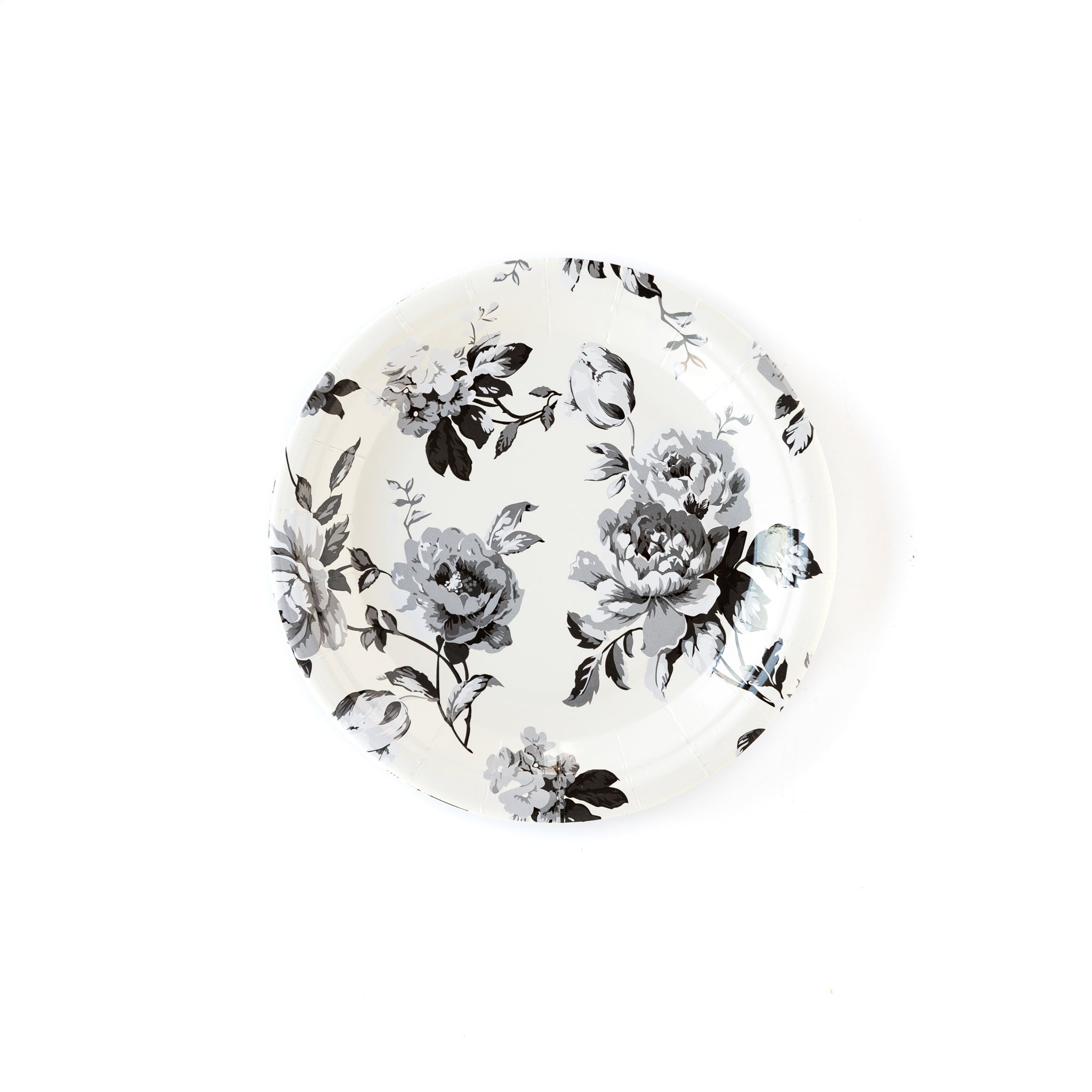 Black Floral Dessert Plate