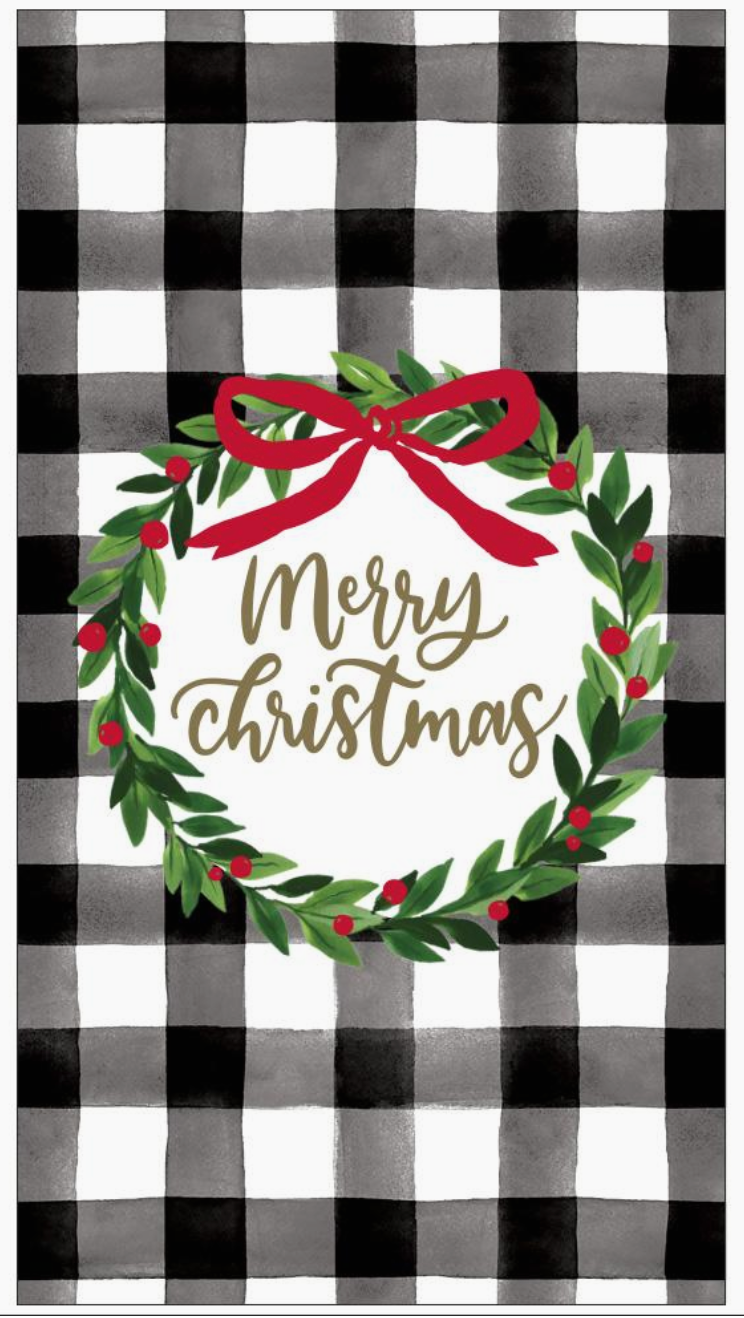 White & Black Gingham Christmas Guest Napkins