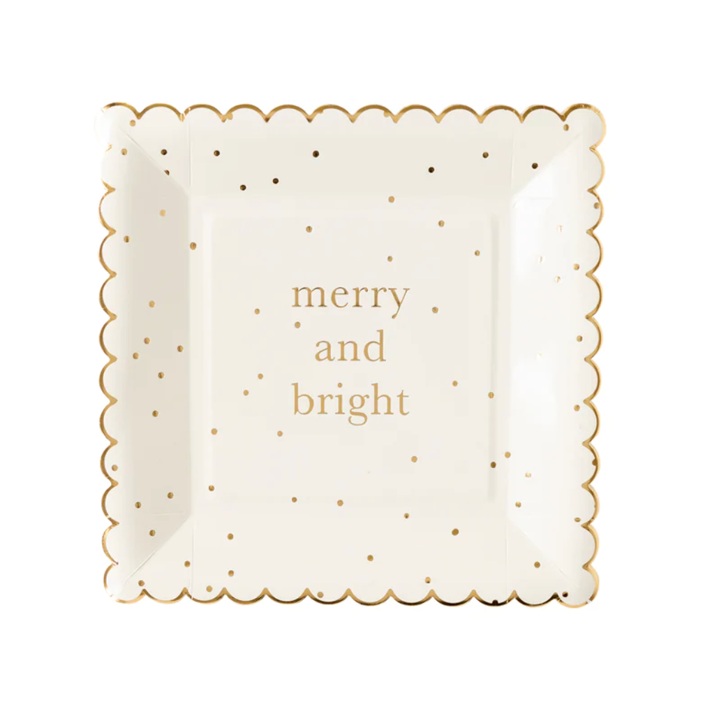 Merry and Bright Gold Dot Plate