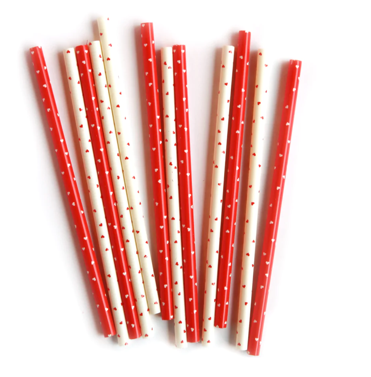 Reusable Tiny Red & White Heart Straws