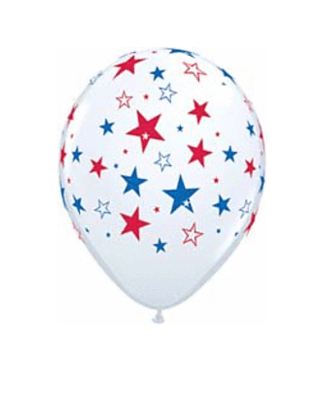 11" Red and Blue Stars Latex Balloon (10 pack)