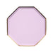 purple and gold dessert plate, hexagon 