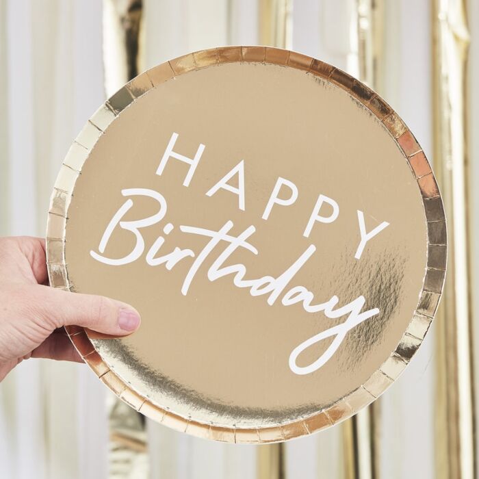 Gold Happy Birthday Plate