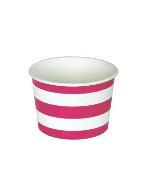 magenta pink and white stripe paper treat cup