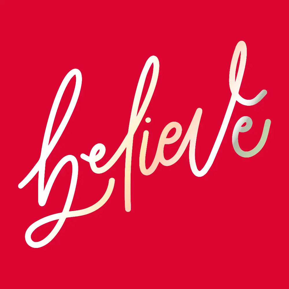 Red “Believe” Foil Christmas Cocktail Napkins – 20 Pack 3-Ply Holiday Party Beverage Napkins