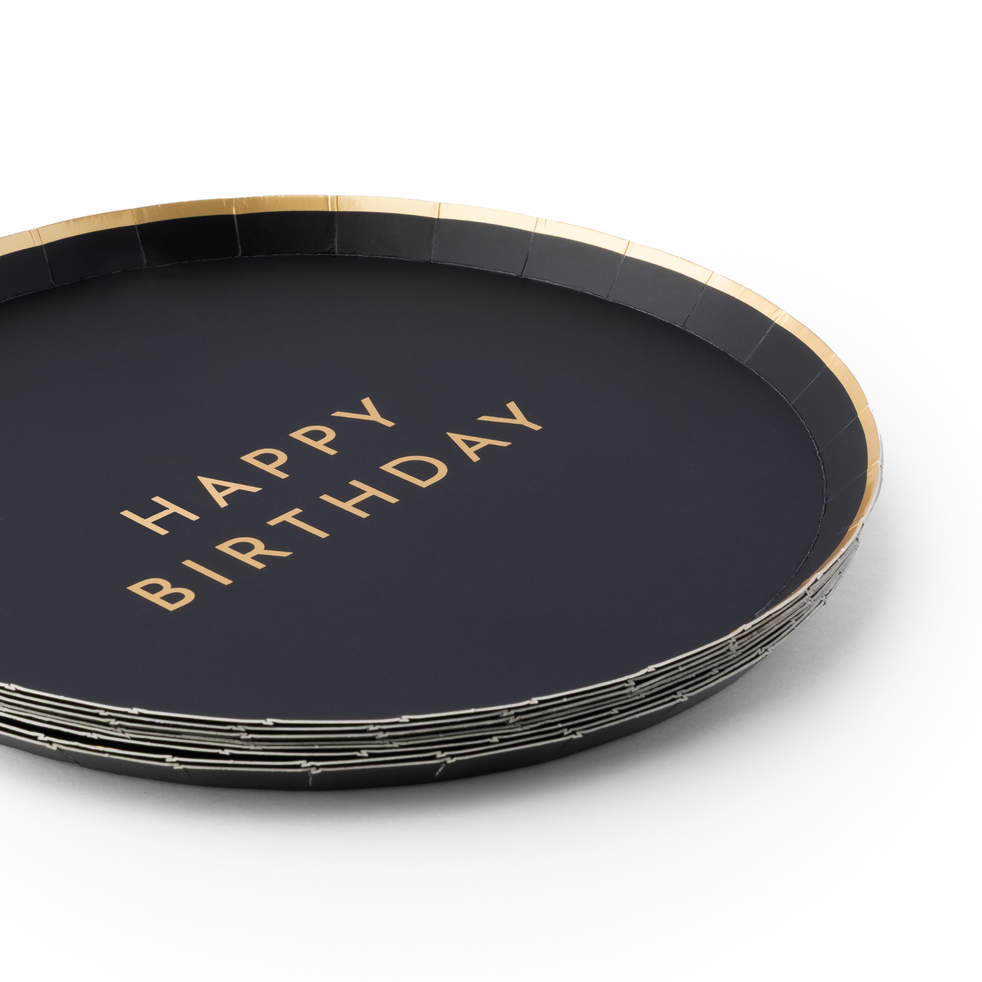 BLACK NOIR HAPPY BIRTHDAY PARTY PLATES - 8 COUNT