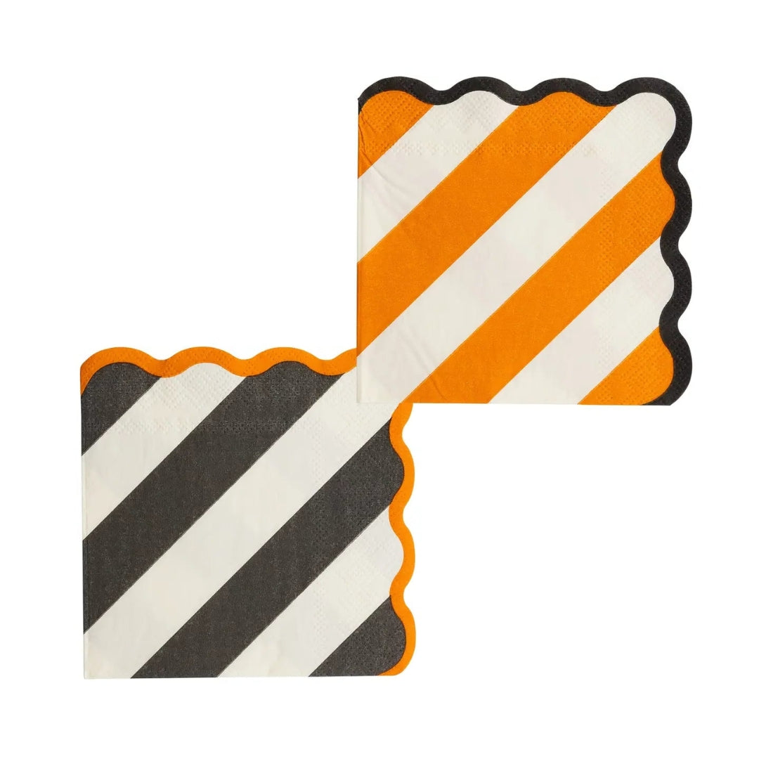 Halloween Stripe Beverage Napkins 24-Pack, Orange & Black