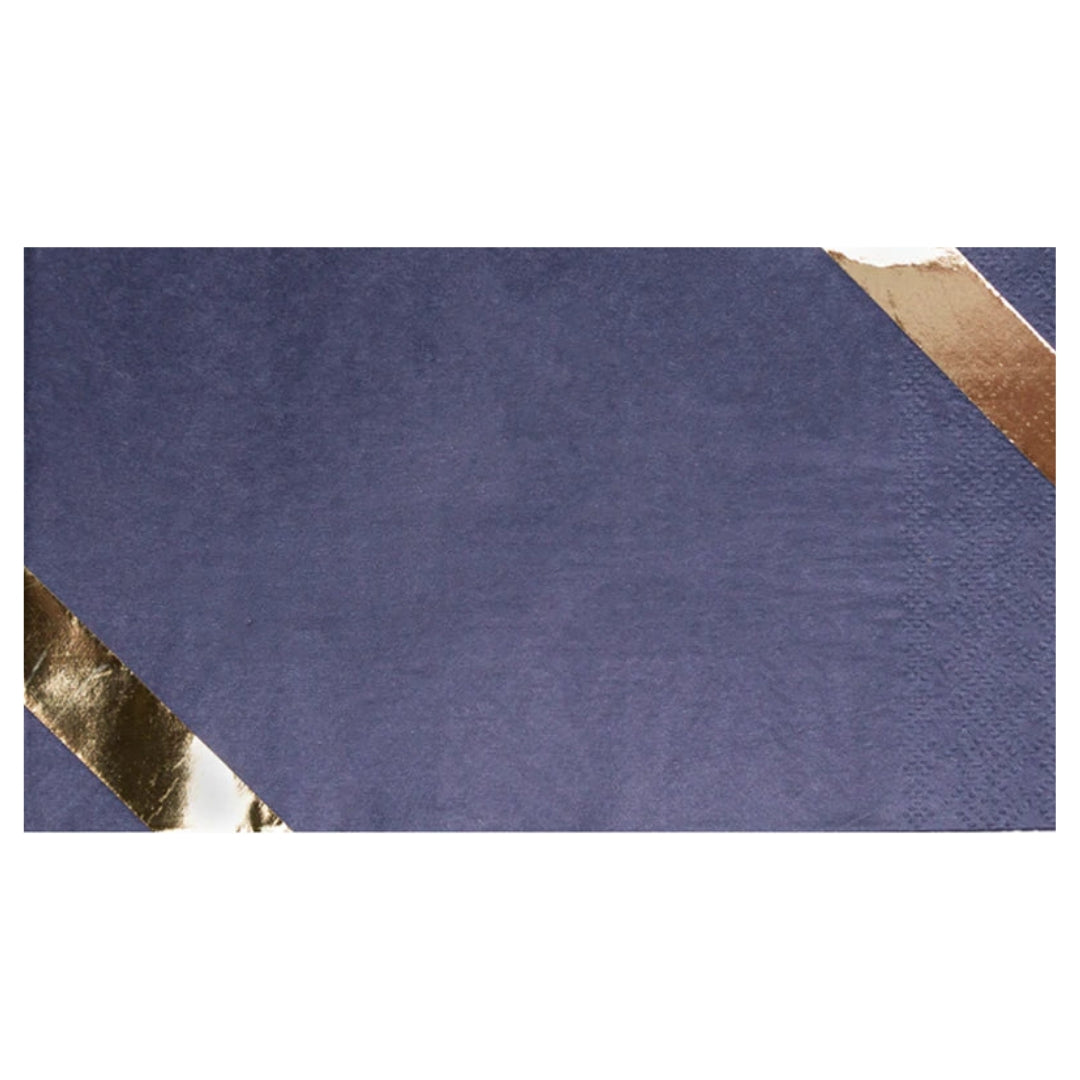 Navy & Gold Metallic Guest Dinner Napkin Set for Special Occasions