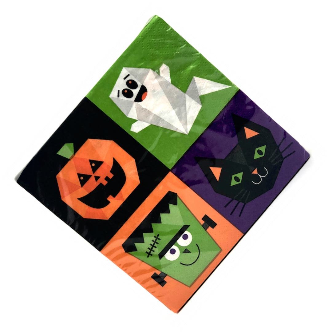 Halloween Monster Face Napkins – 40-Pack Fun & Spooky 3-Ply Cocktail Napkins for Parties & Events