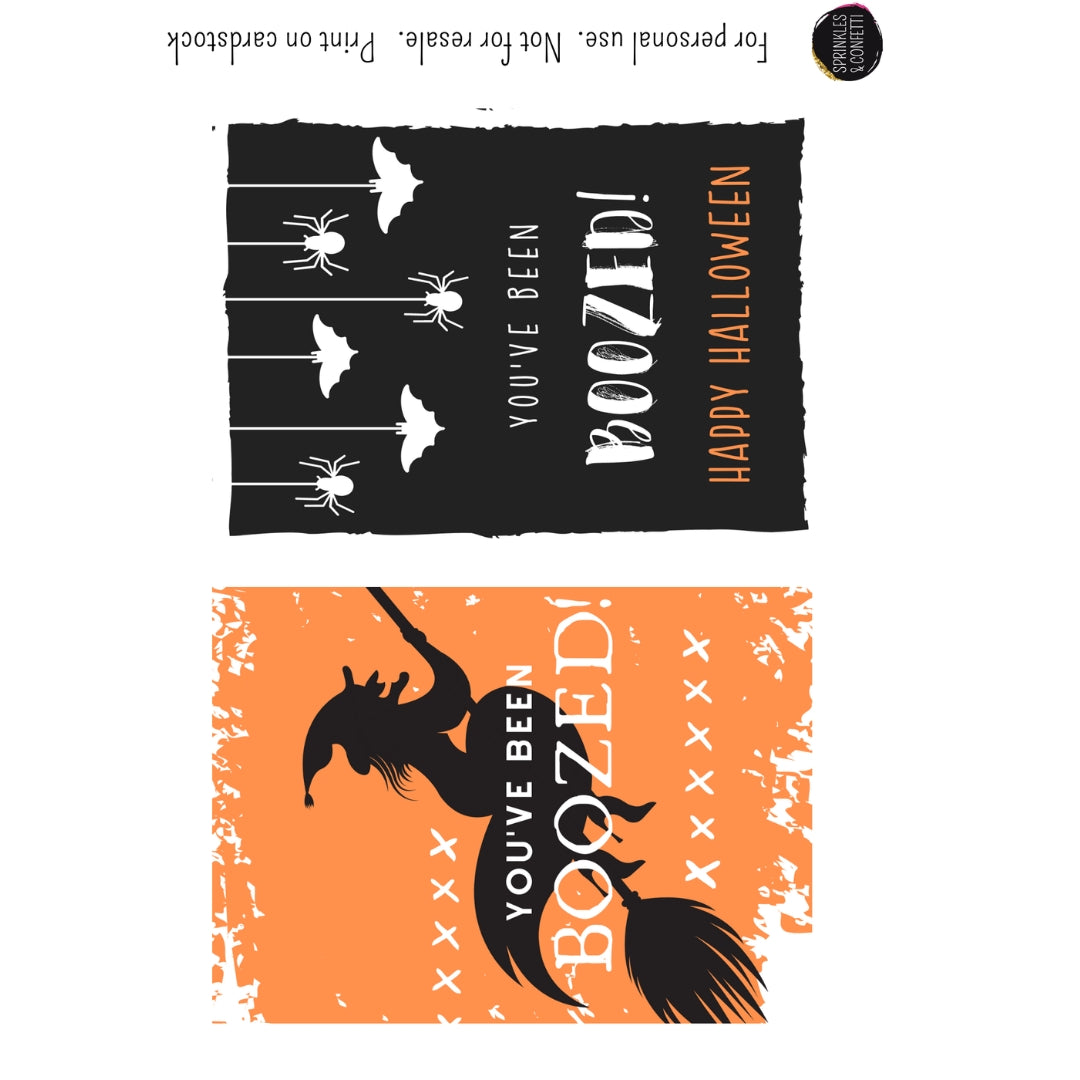 You've Been Boozed Halloween Printable Tags – Fun Wine Bottle Gift Labels for Adults & Neighbors