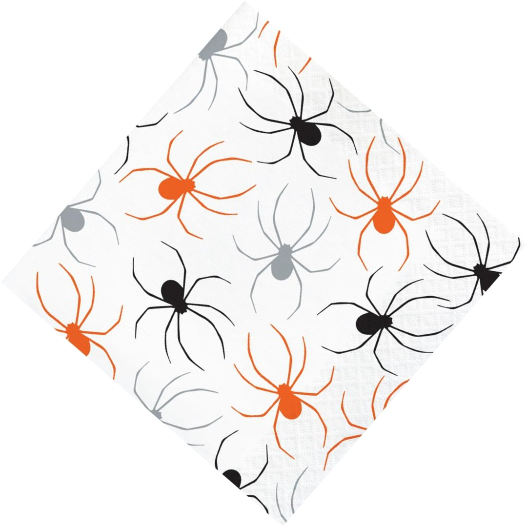 Spooky Spider Halloween Napkins 16 Pack – Scary Spider Print Party Décor for Kids & Adults Events