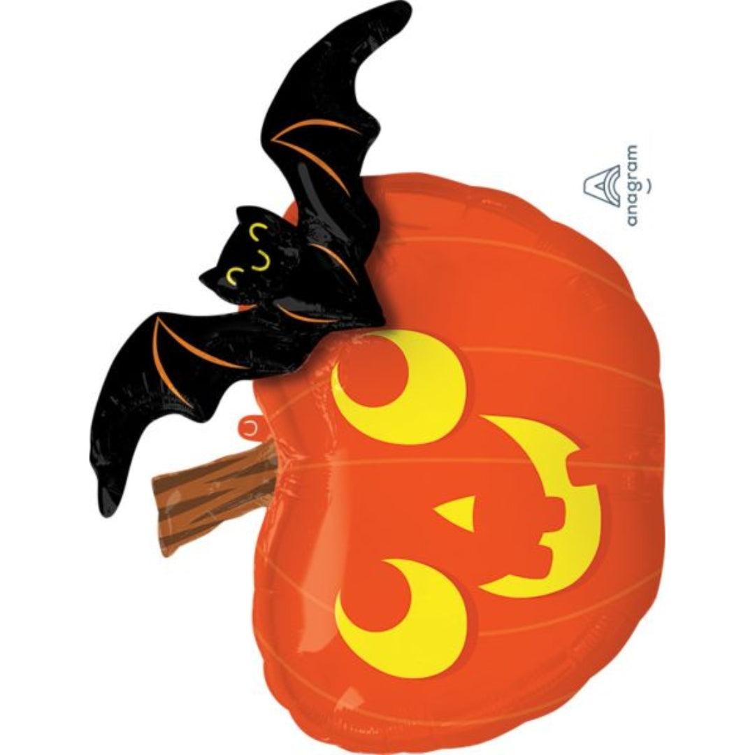 Jumbo 31" Halloween Pumpkin & Bat Balloon – Spooky Party Decoration for Indoor & Outdoor Fun