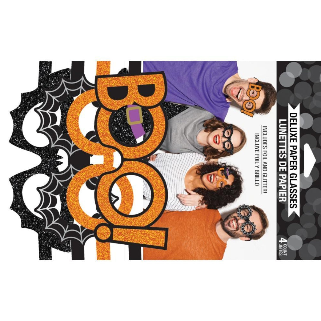 Paper Halloween Glasses – 4-Pack Fun Party Eyewear & Photo Props for Kids & Adults Halloween Events