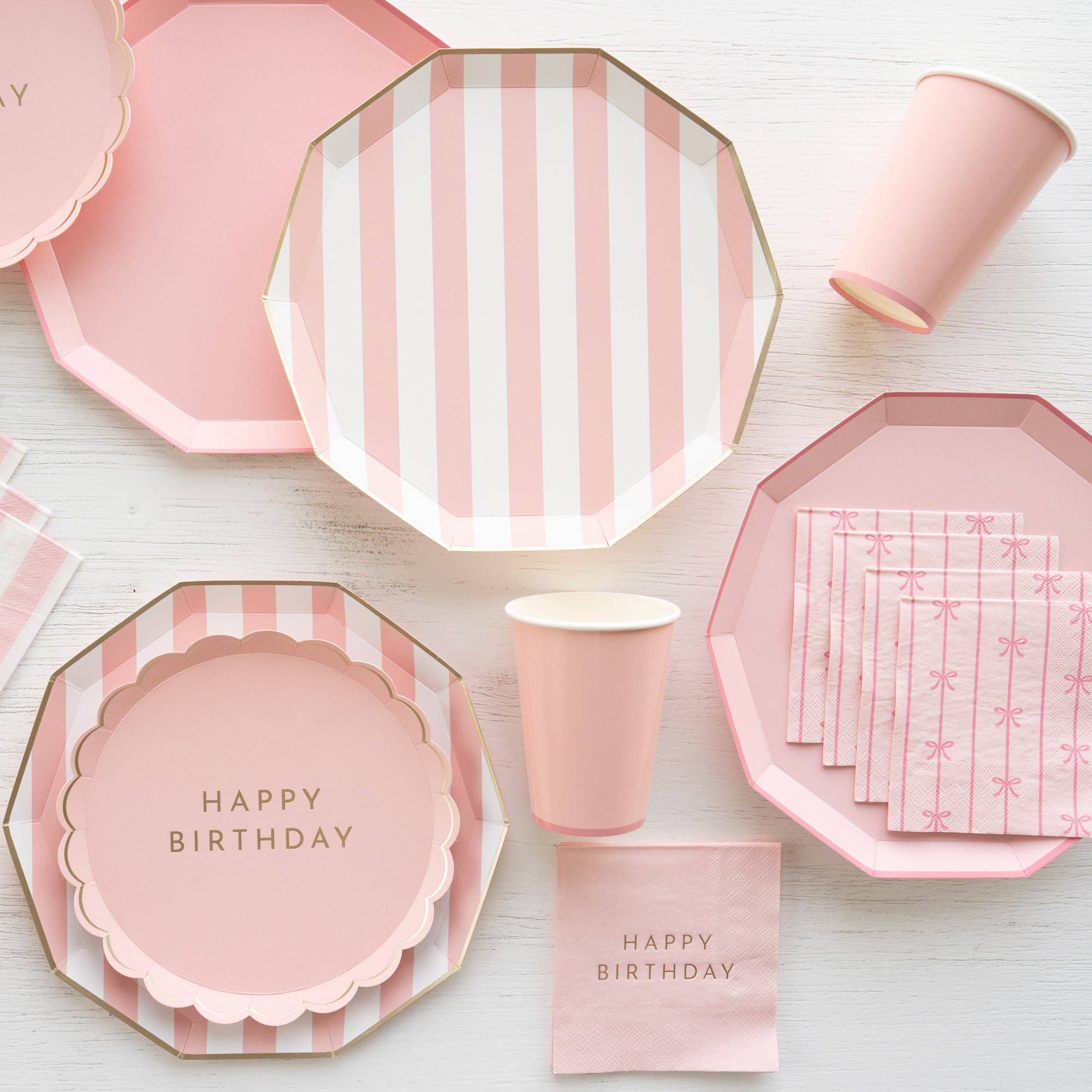 Pale Pink Cabana Stripe Paper Plates – 10.75", 8-Pack Party Tableware