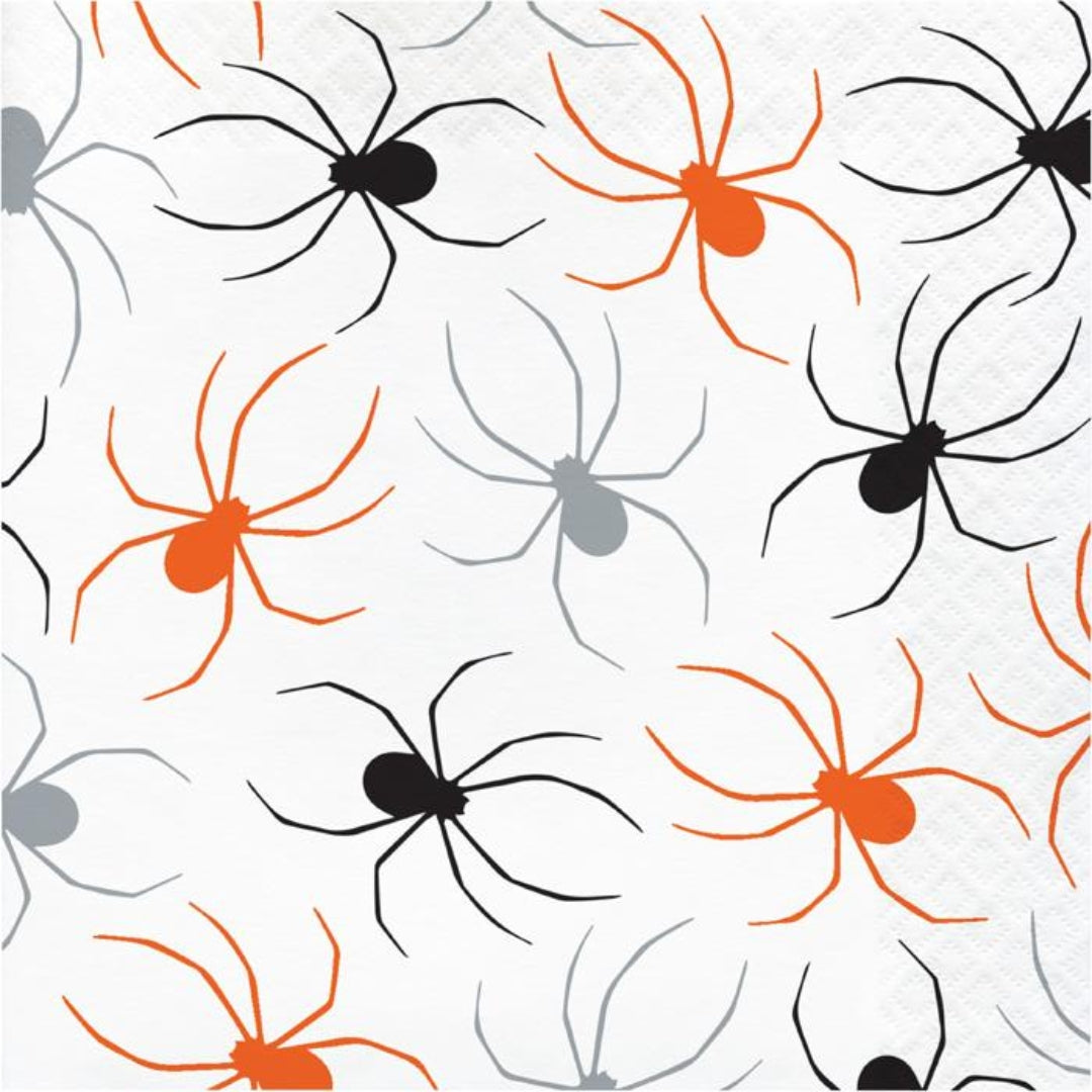 Spooky Spider Halloween Napkins 16 Pack – Scary Spider Print Party Décor for Kids & Adults Events
