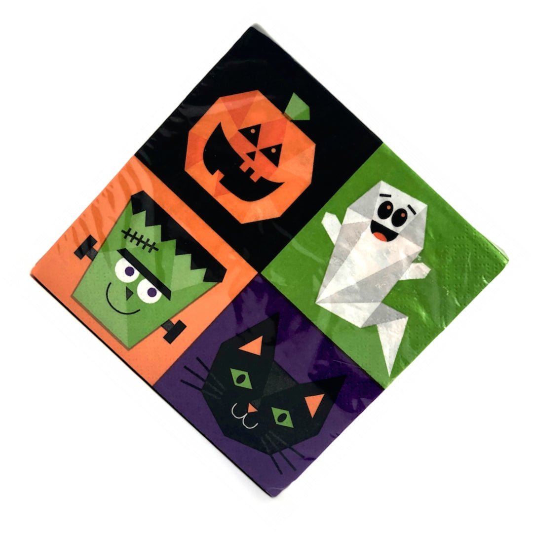 Halloween Monster Face Napkins – 40-Pack Fun & Spooky 3-Ply Cocktail Napkins for Parties & Events