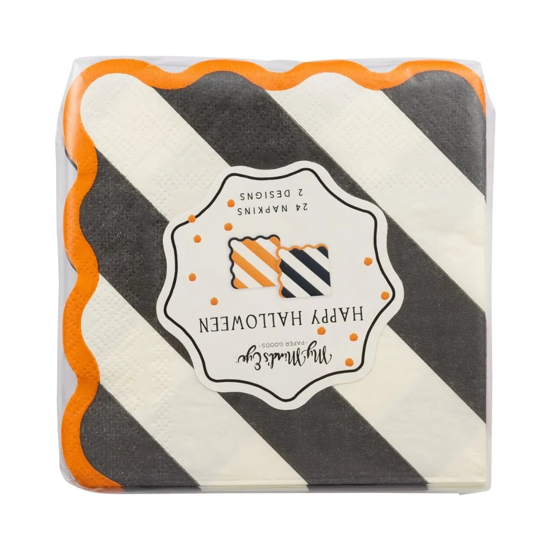 Halloween Stripe Beverage Napkins 24-Pack, Orange & Black