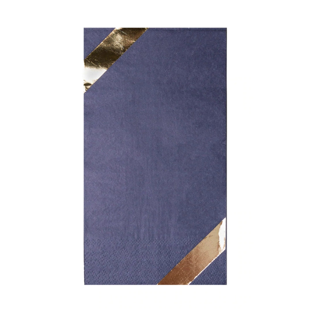 Navy & Gold Metallic Guest Dinner Napkin Set for Special Occasions
