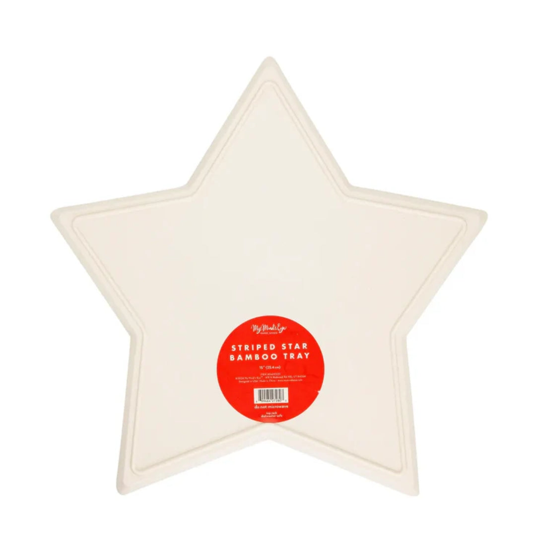 Holiday & CHRISTMAS Star-Shaped Bamboo Serving Tray | Reusable Decorative Platter for Parties, BBQs and Home Entertaining