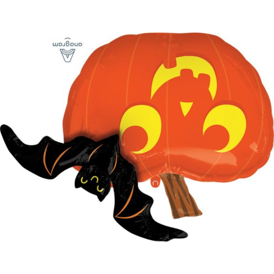 Jumbo 31" Halloween Pumpkin & Bat Balloon – Spooky Party Decoration for Indoor & Outdoor Fun