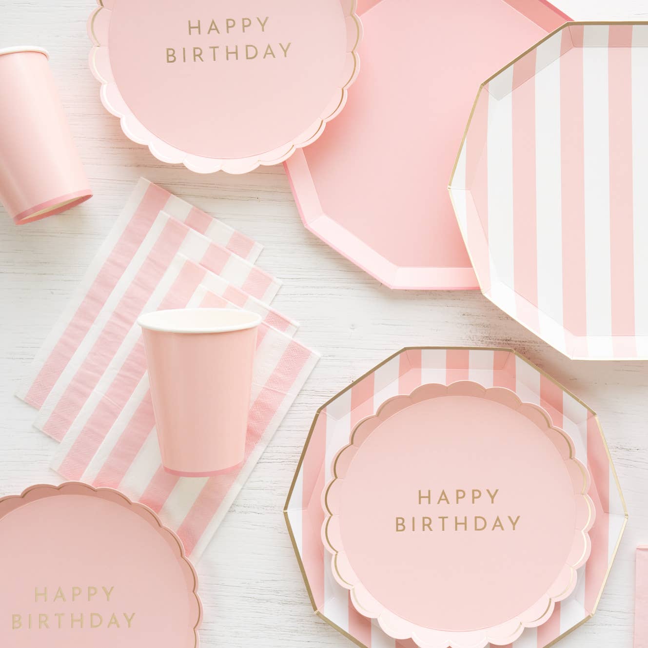 Classic Cabana Stripe Party Napkins – Pale Pink, 3-Ply Paper, 20 Count