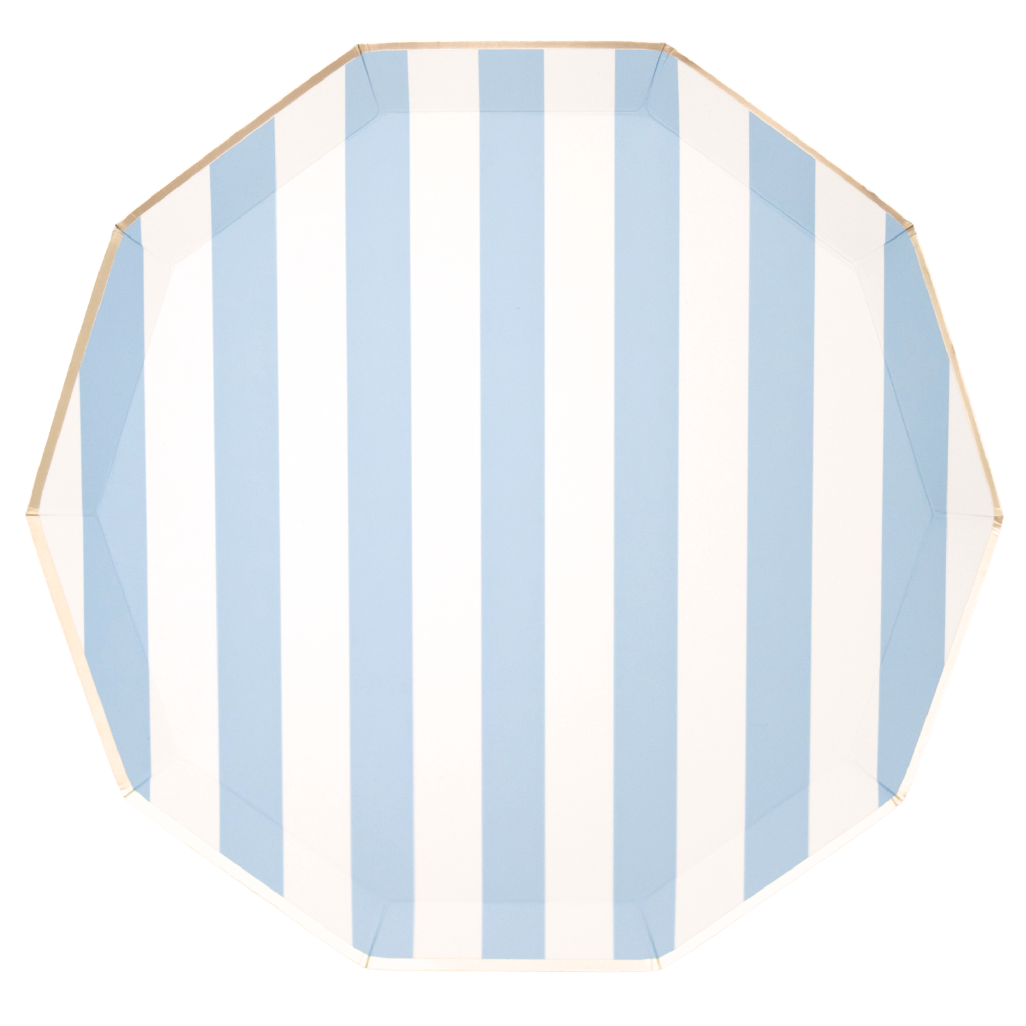 Sky Pale Blue Cabana Stripe Party Plates – 8 Pack, 10.75" Eco-Friendly Paper Plates