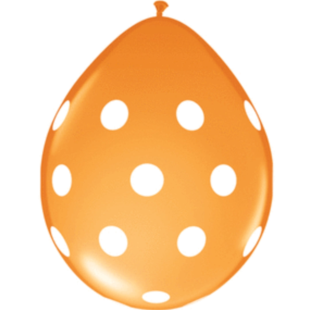 11" Orange Polka Dot Balloons (5 Pack) – Perfect for Parties, Birthdays, Halloween & Decorations