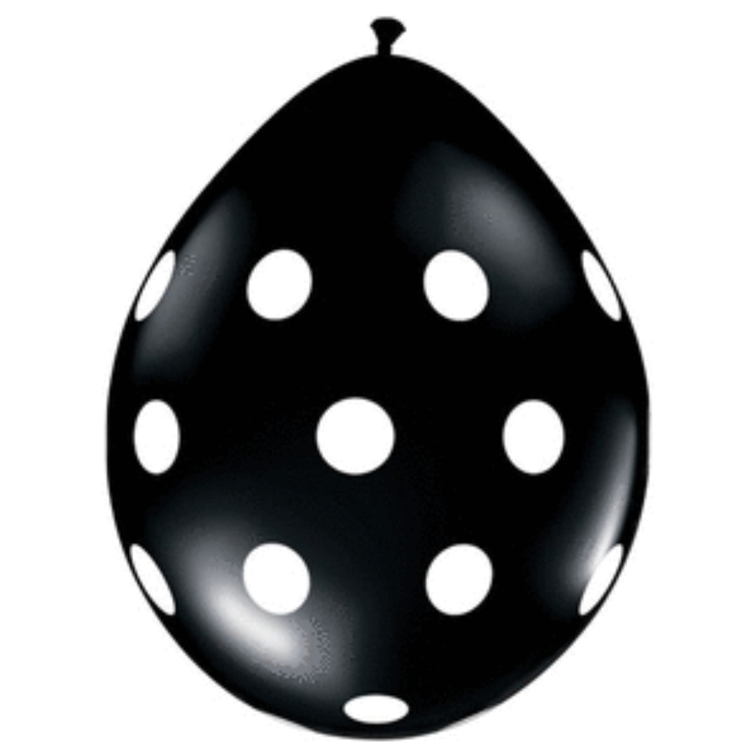 11" Latex Balloon Black Polka Dot (10 Pack)