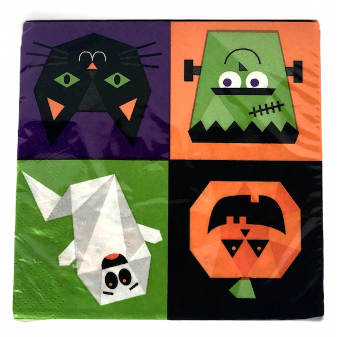 Halloween Monster Face Napkins – 40-Pack Fun & Spooky 3-Ply Cocktail Napkins for Parties & Events