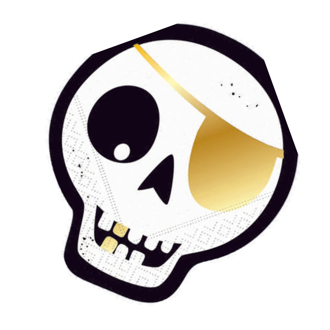 Spooky Skull Beverage Napkins with Gold Foil – 16 Pack for Halloween Parties - Thumbnail 3