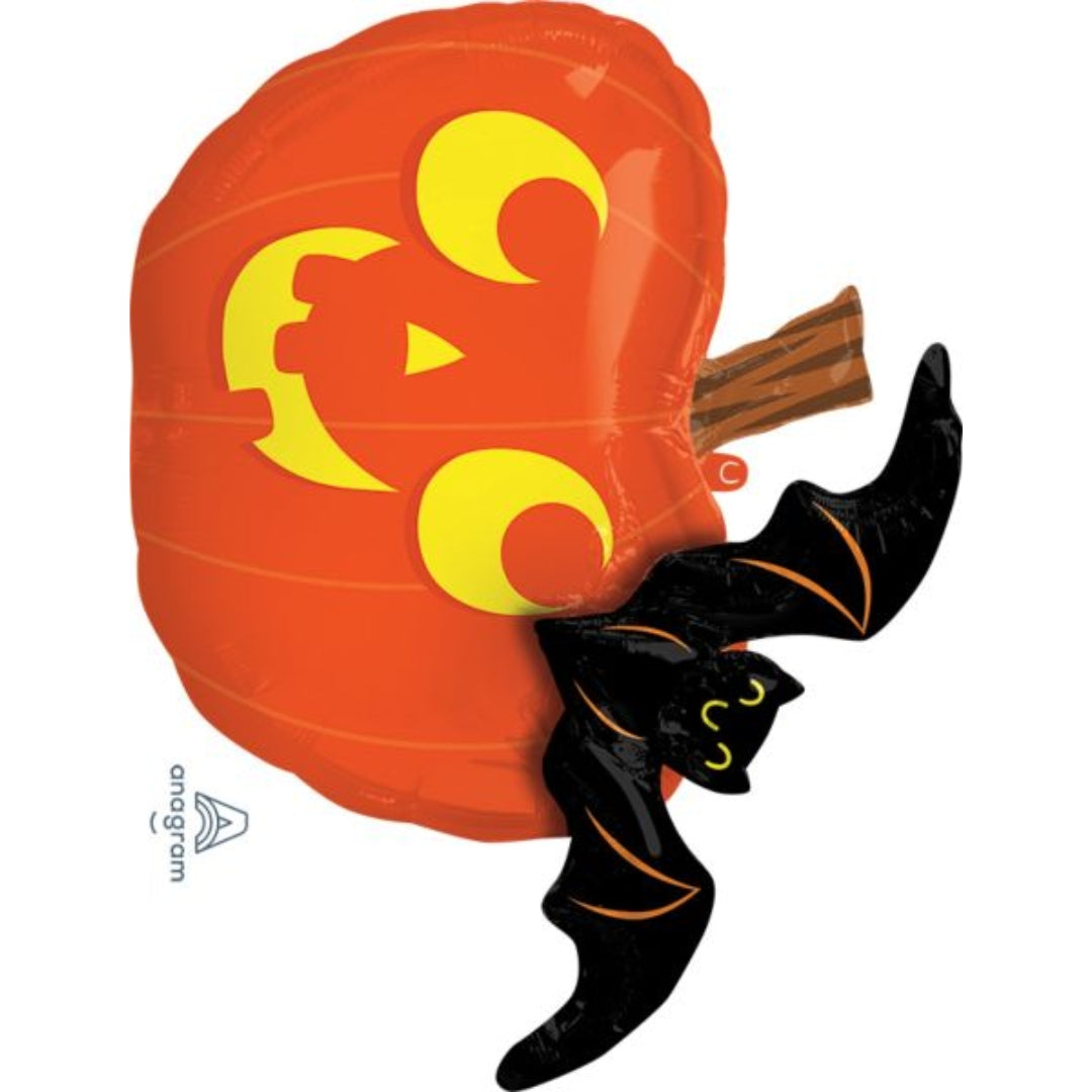 Jumbo 31" Halloween Pumpkin & Bat Balloon – Spooky Party Decoration for Indoor & Outdoor Fun