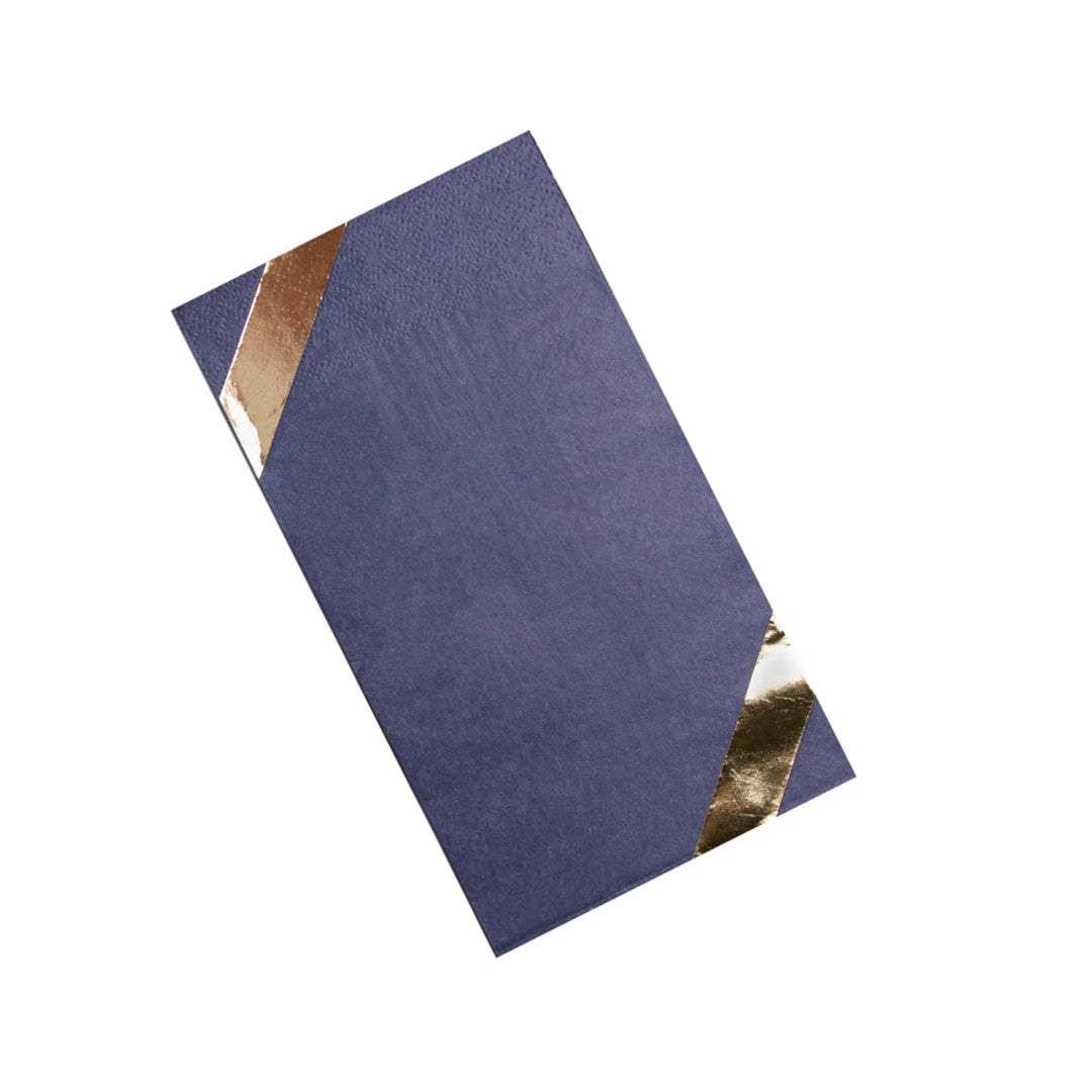 Navy & Gold Metallic Guest Dinner Napkin Set for Special Occasions