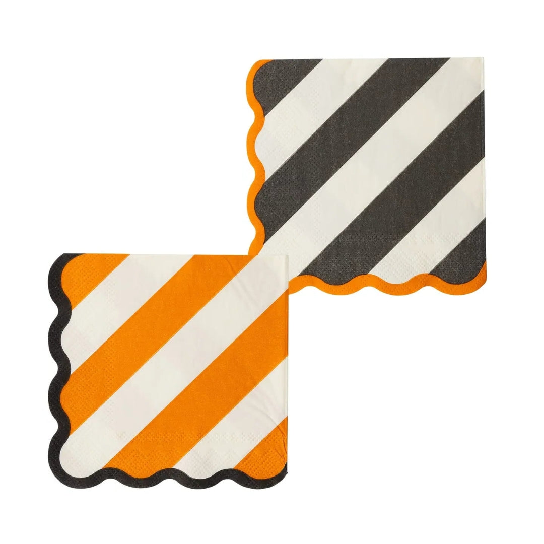 Halloween Stripe Beverage Napkins 24-Pack, Orange & Black