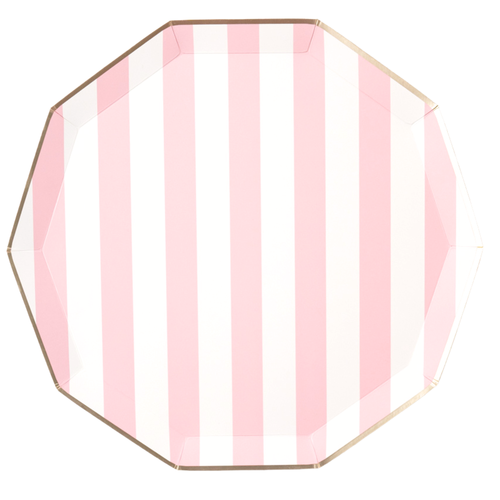 Pale Pink Cabana Stripe Paper Plates – 10.75", 8-Pack Party Tableware