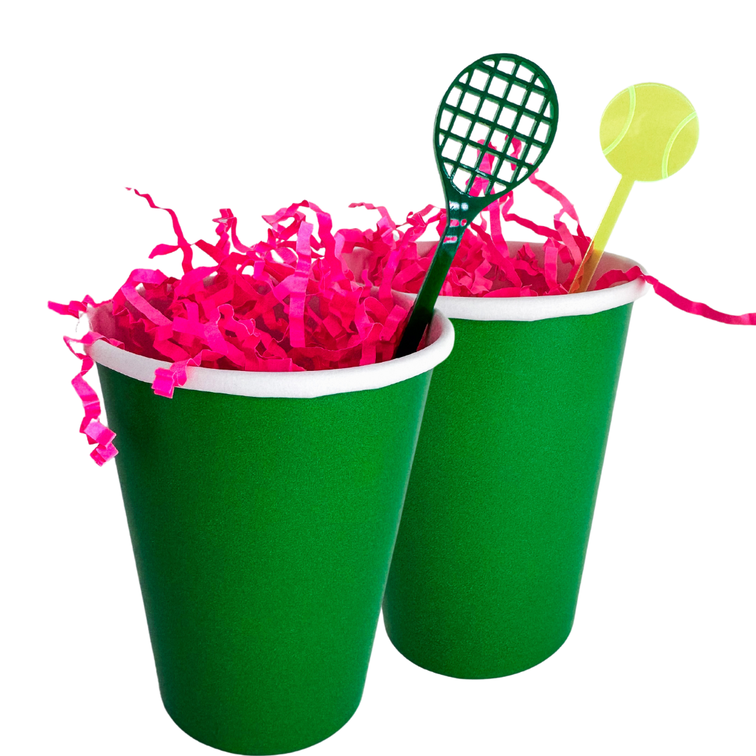 Balloon Tenis With Racket Tennis Ball and Racket Acrylic Drink Stir Sticks | Tennis Party Decor ...