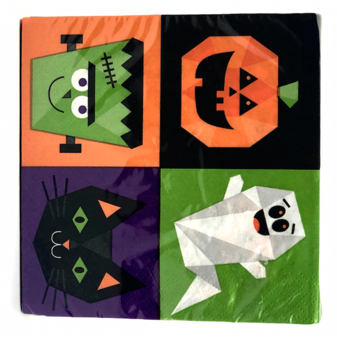Halloween Monster Face Napkins – 40-Pack Fun & Spooky 3-Ply Cocktail Napkins for Parties & Events