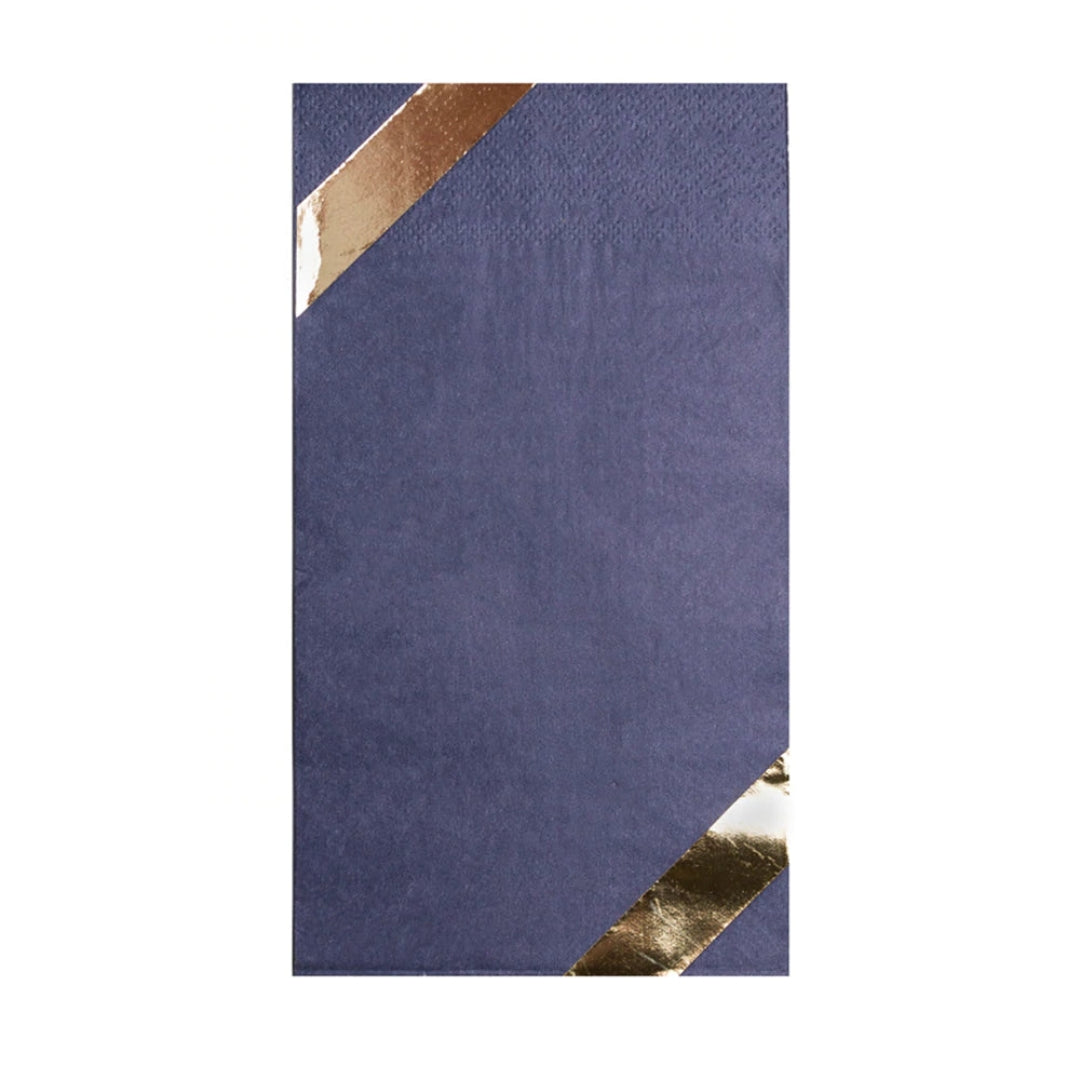 Navy & Gold Metallic Guest Dinner Napkin Set for Special Occasions