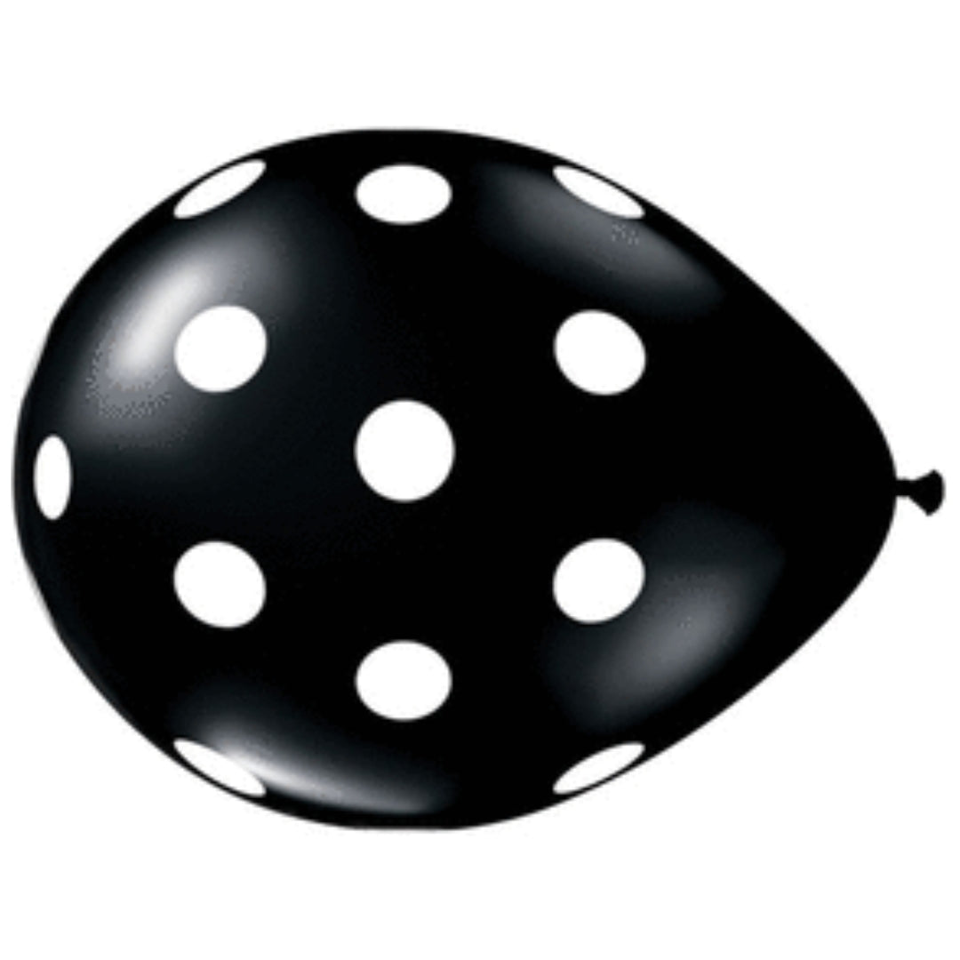 11" Latex Balloon Black Polka Dot (10 Pack)
