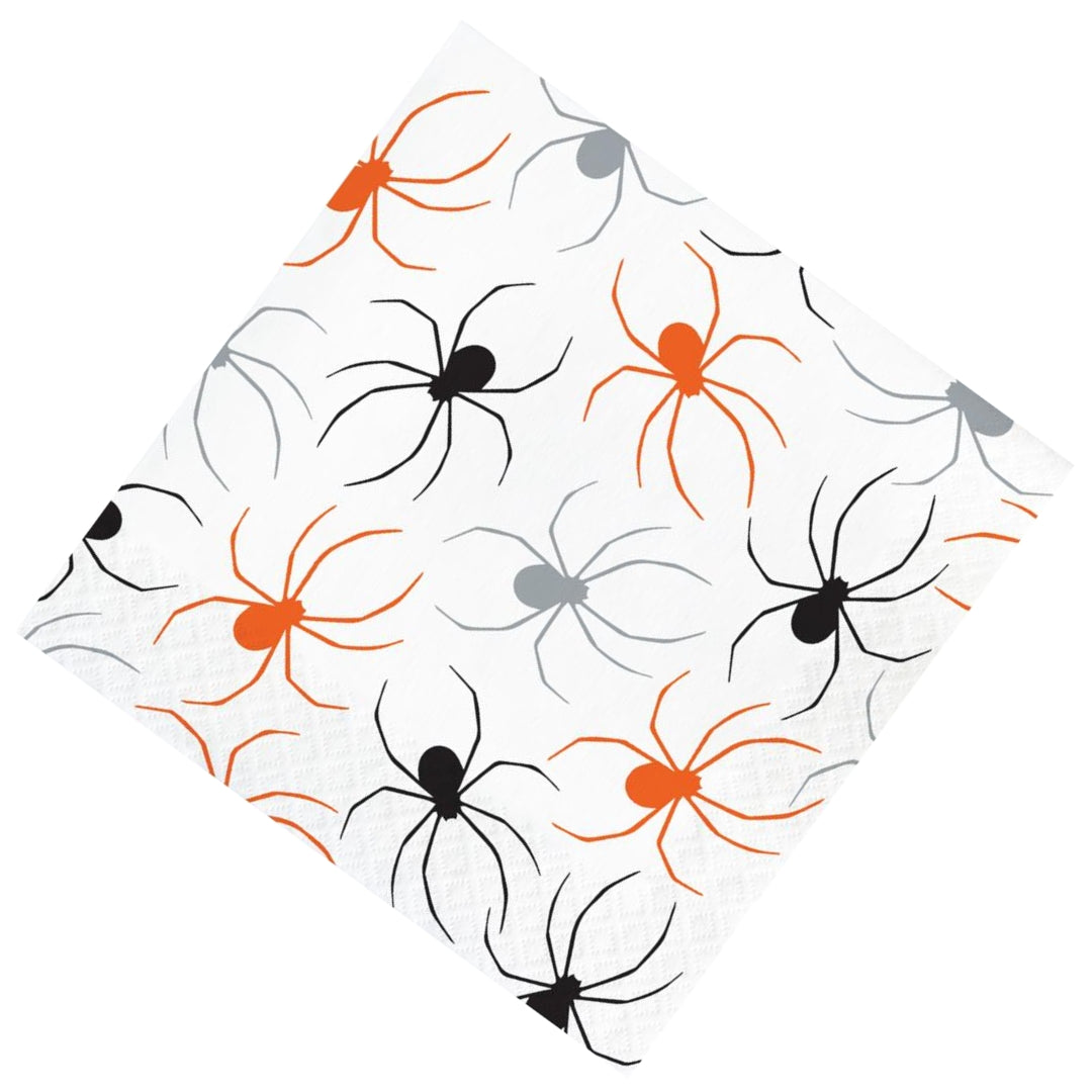Spooky Spider Halloween Napkins 16 Pack – Scary Spider Print Party Décor for Kids & Adults Events