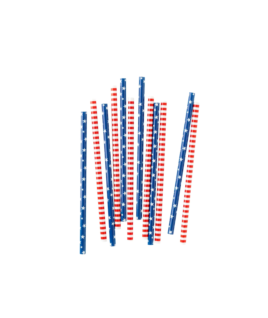 Red White & Blue Patriotic Resusable Straws