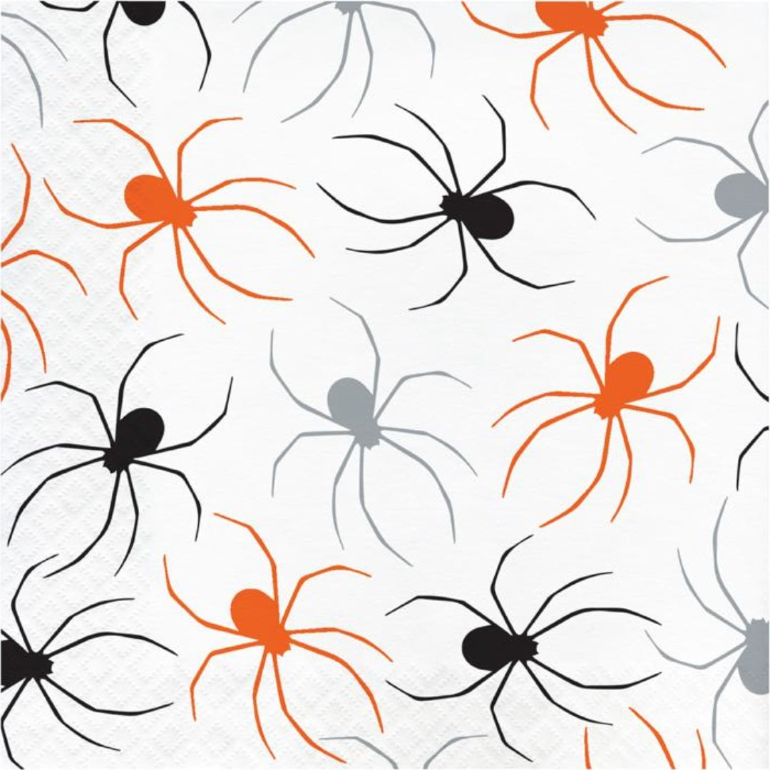 Spooky Spider Halloween Napkins 16 Pack – Scary Spider Print Party Décor for Kids & Adults Events
