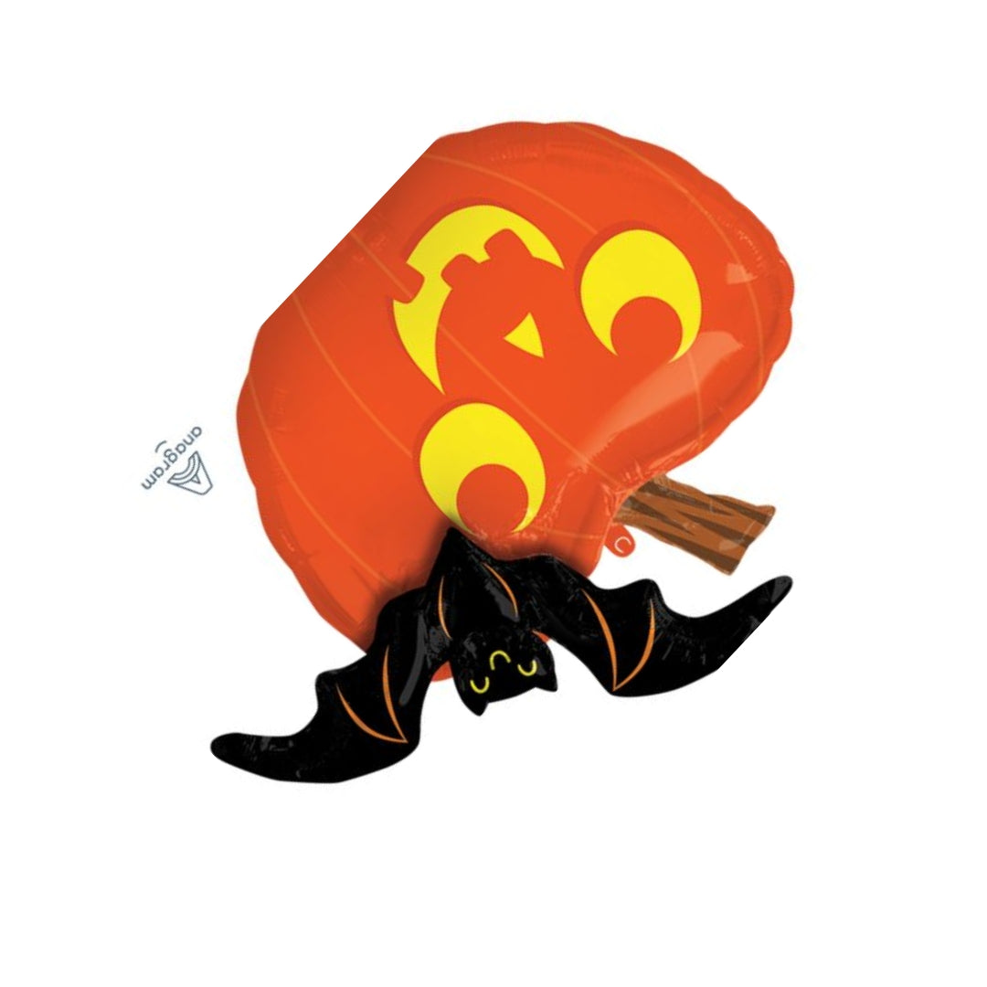 Jumbo 31" Halloween Pumpkin & Bat Balloon – Spooky Party Decoration for Indoor & Outdoor Fun