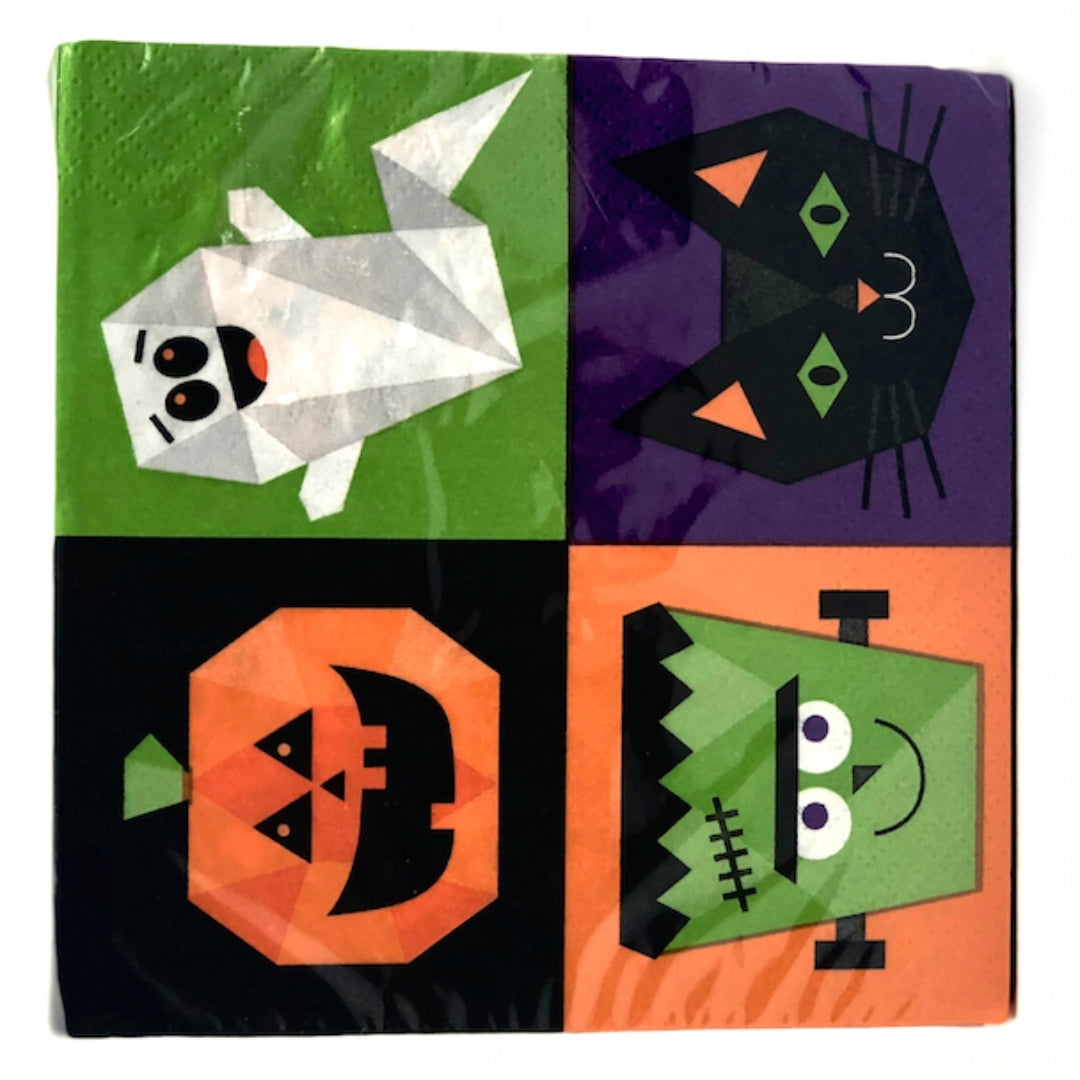 Halloween Monster Face Napkins – 40-Pack Fun & Spooky 3-Ply Cocktail Napkins for Parties & Events