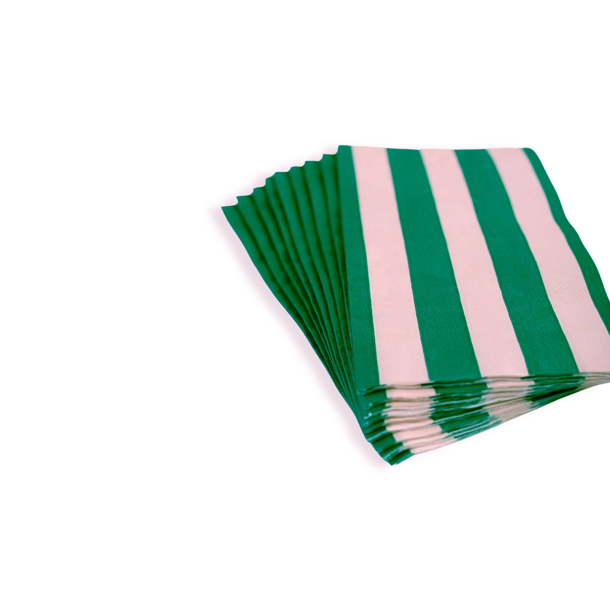 Pink & Green Cabana Stripe Guest Napkins – 20 Pack Preppy Party Paper Towels